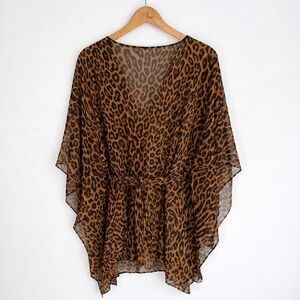 Ralph Lauren Leopard Print Swim Cover Up - Belted - Size L